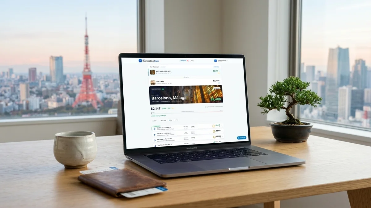 BusinessClassSignal watchlist dashboard tracking business class fares