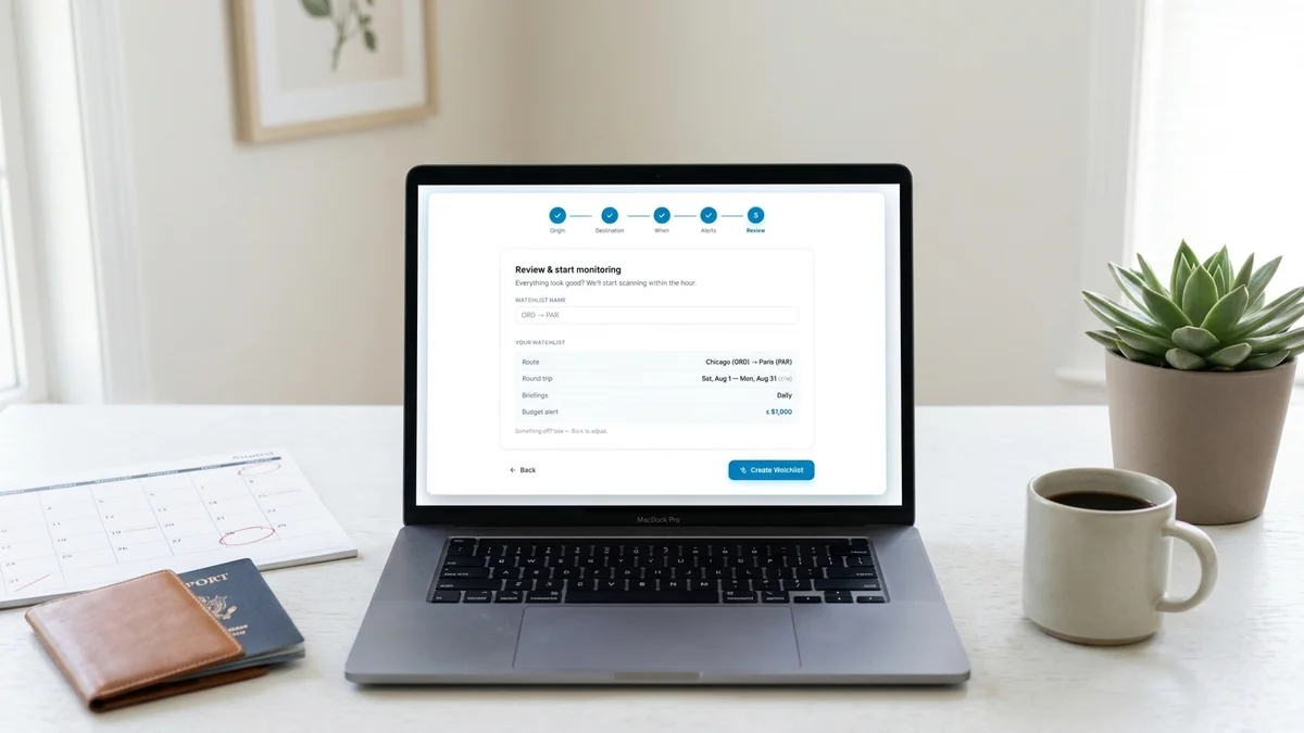 Planning business class travel with a calendar and boarding passes