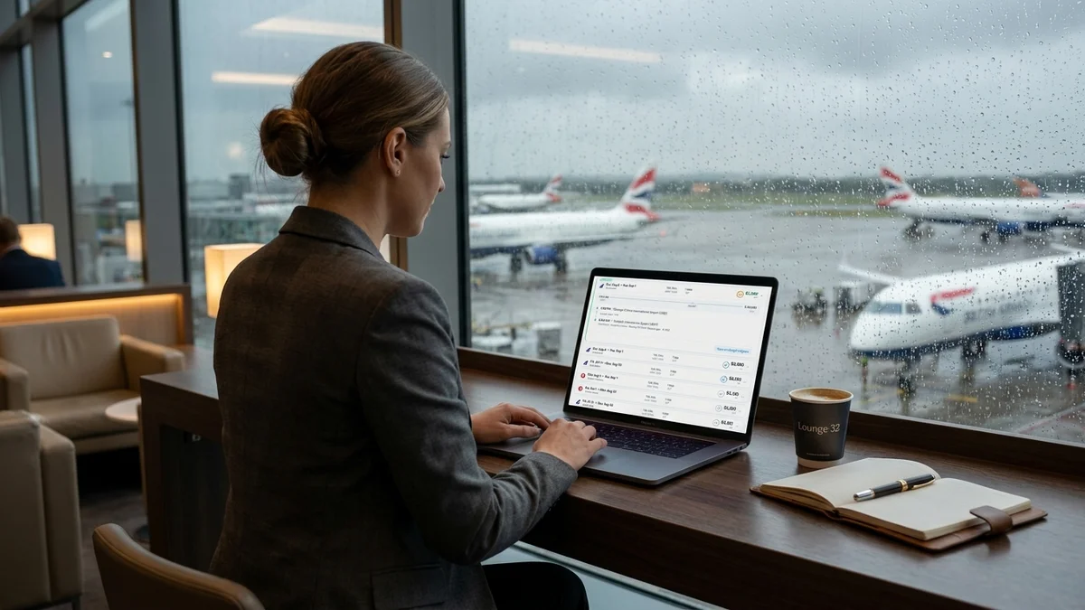 Monitoring flight prices from an airport lounge