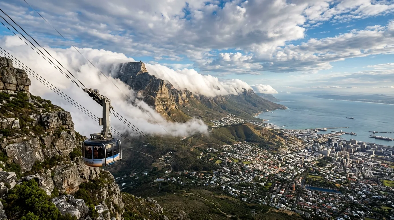 Table Mountain cable car with Cape Town panorama