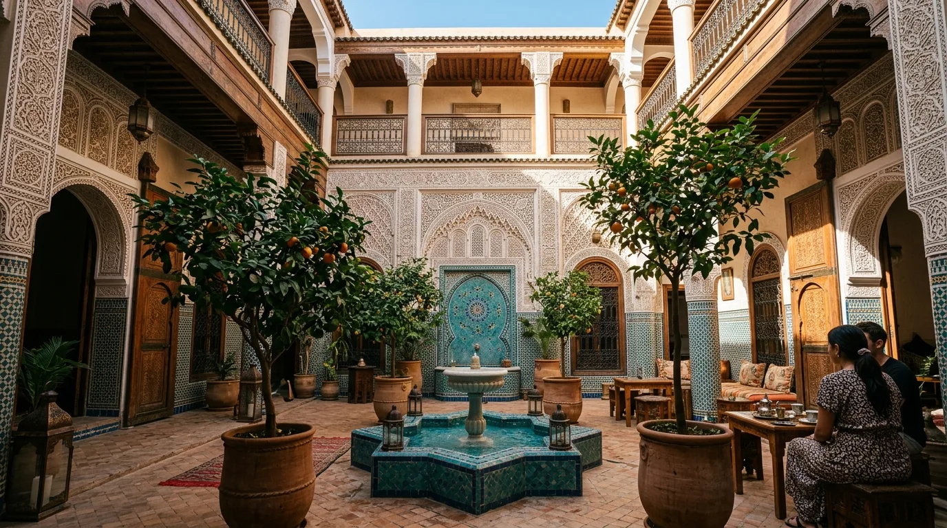 Traditional Moroccan riad courtyard in Marrakech