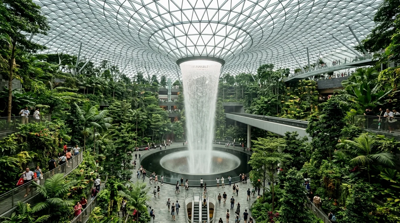 Jewel Changi Airport rain vortex — the world's best airport experience