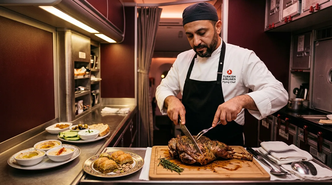 Business class in-flight dining