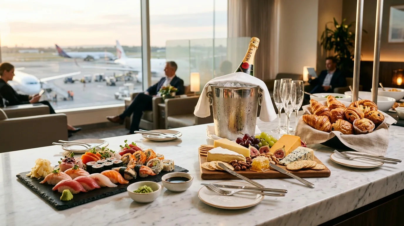 Premium airport lounge amenities