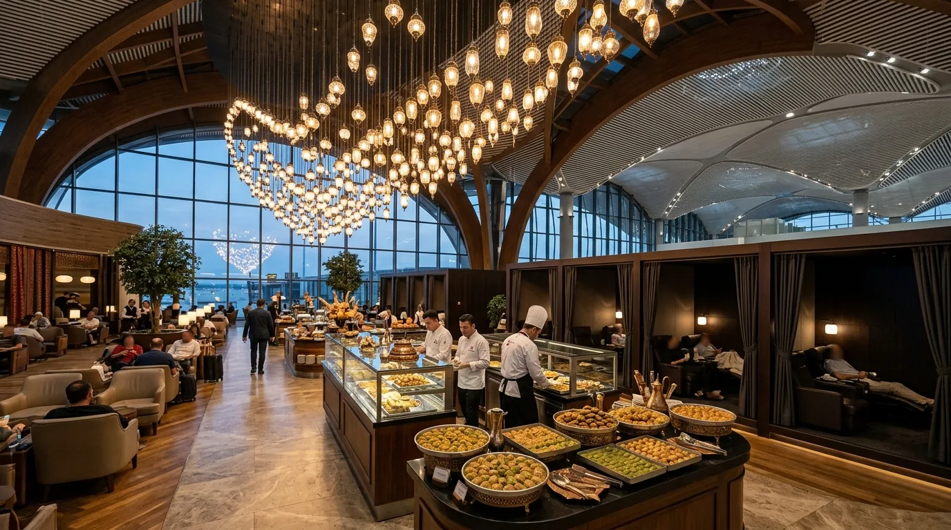 Premium airport lounge — Business Class to Istanbul from the US