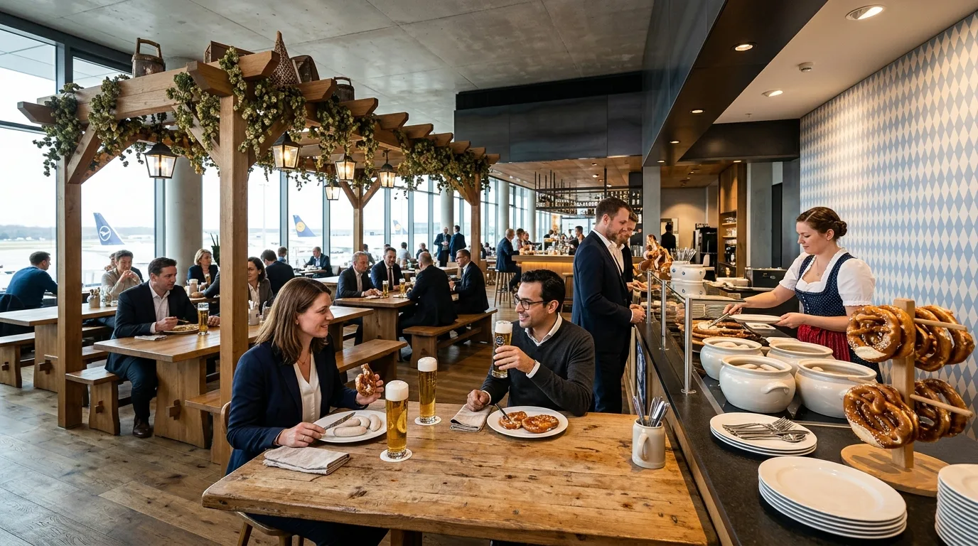 Premium airport lounge — Denver to Munich Business Class Guide