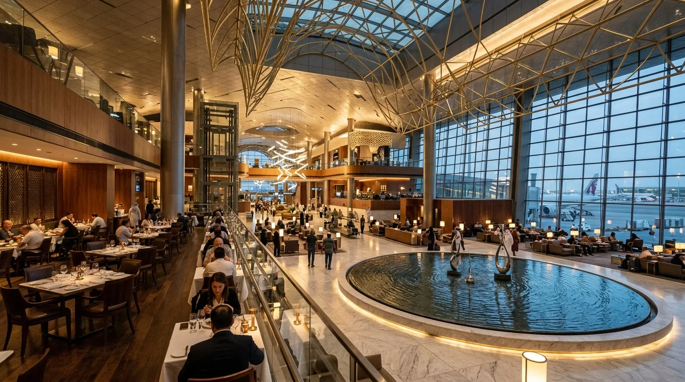 Premium airport lounge — Houston to Doha Business Class: Qatar Airways Guide