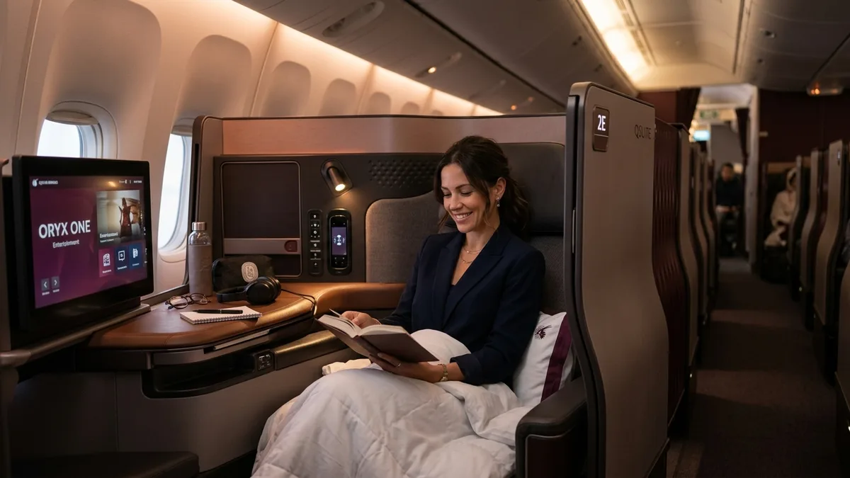 Qatar Airways QSuite business class with privacy door