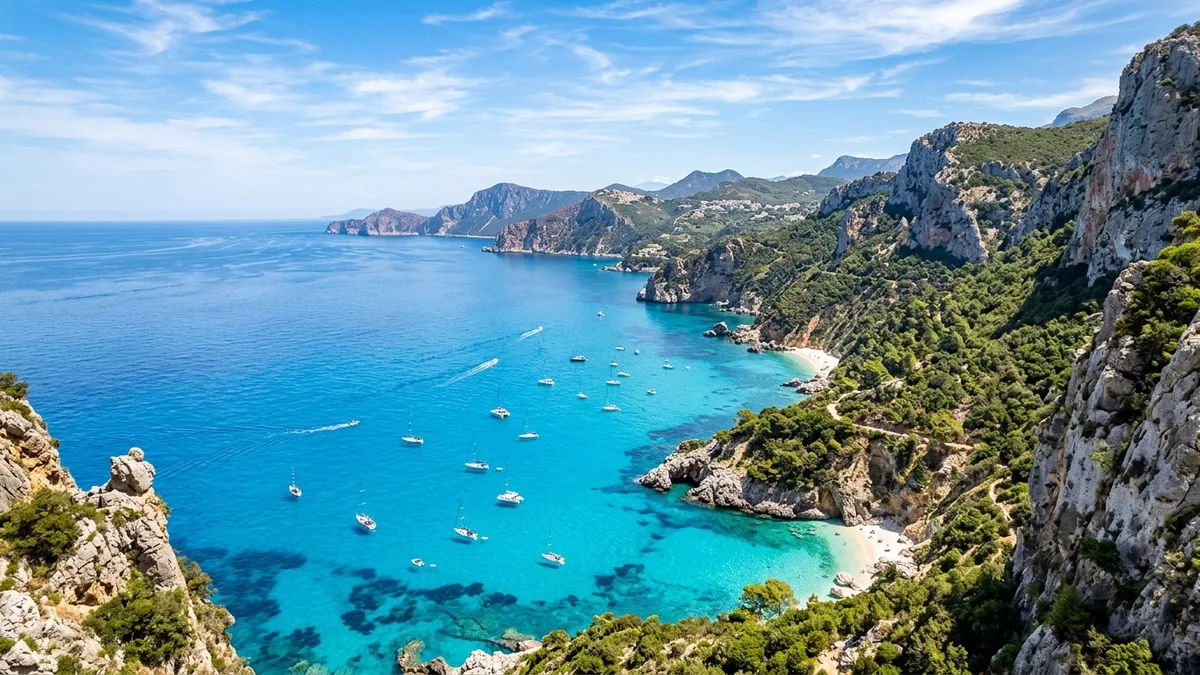 Mediterranean coastline on a bright summer day
