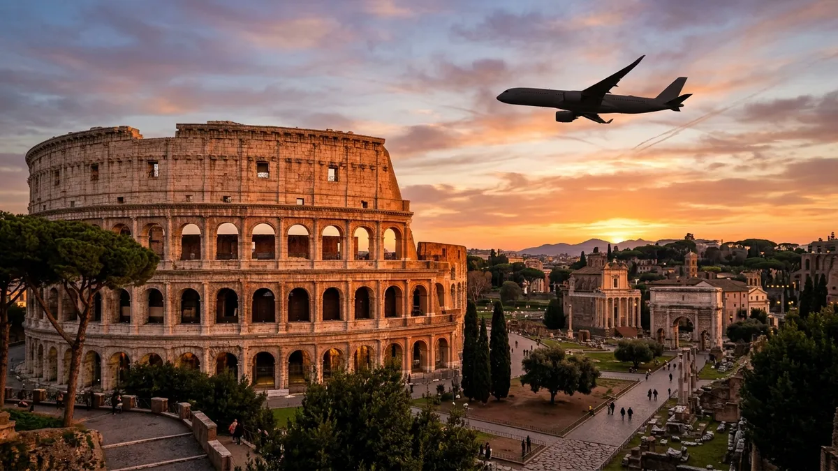 Business class travel from New York to Rome