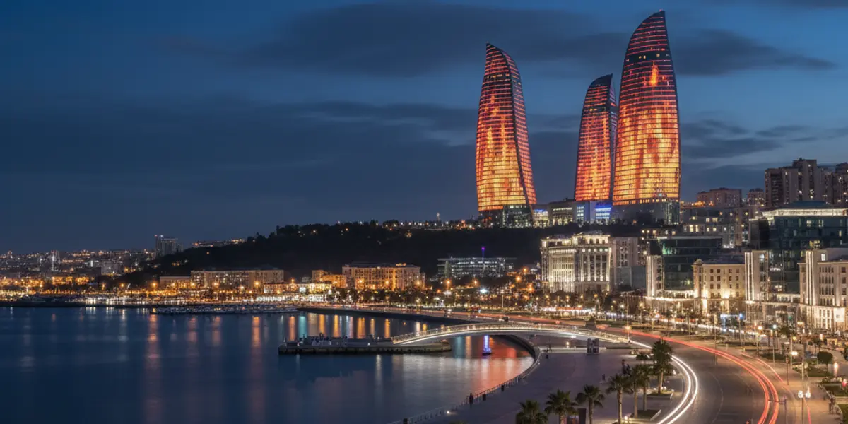 Baku Flame Towers at night