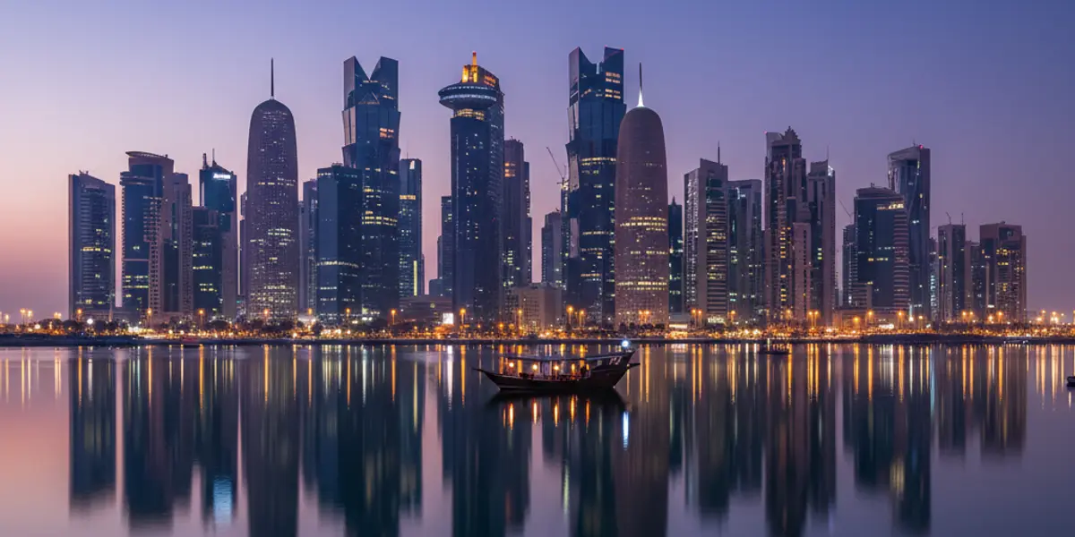 Doha West Bay skyline at night